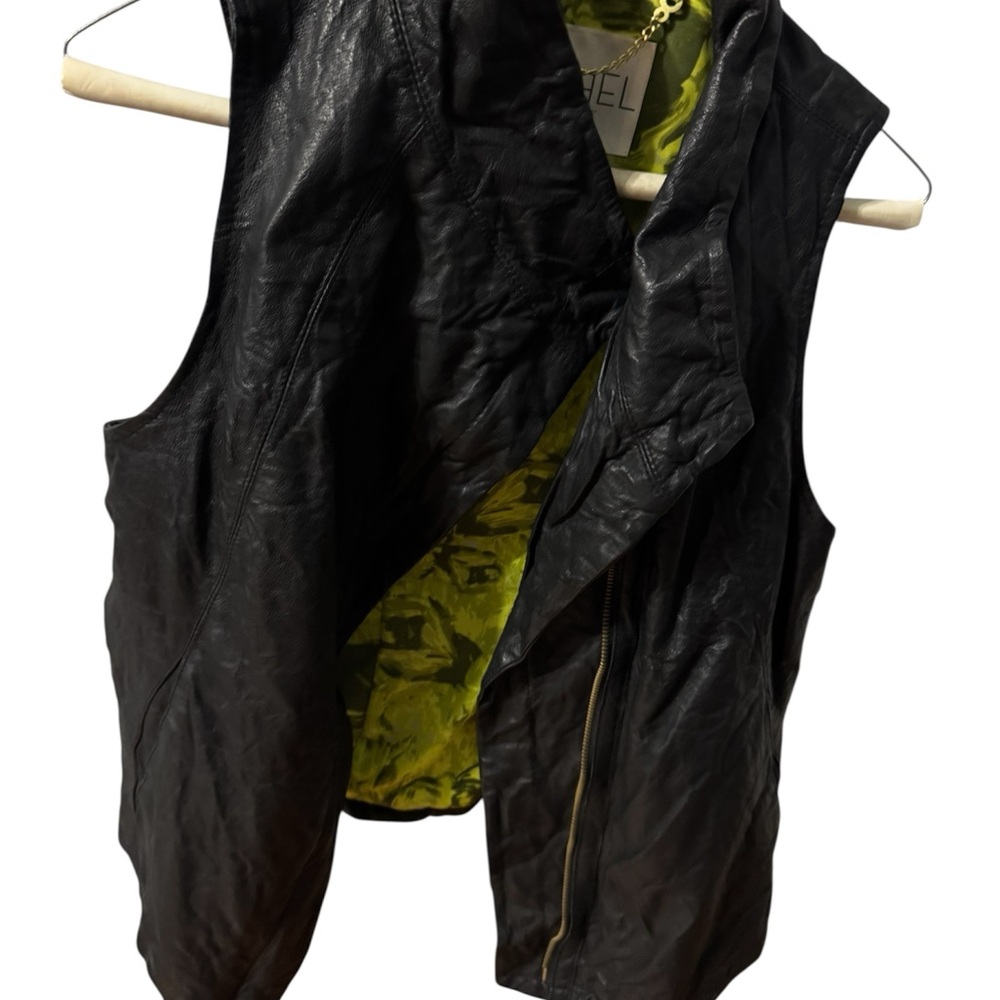 RACHEL Rachel Roy Black Vest with Vibrant Yellow Interior